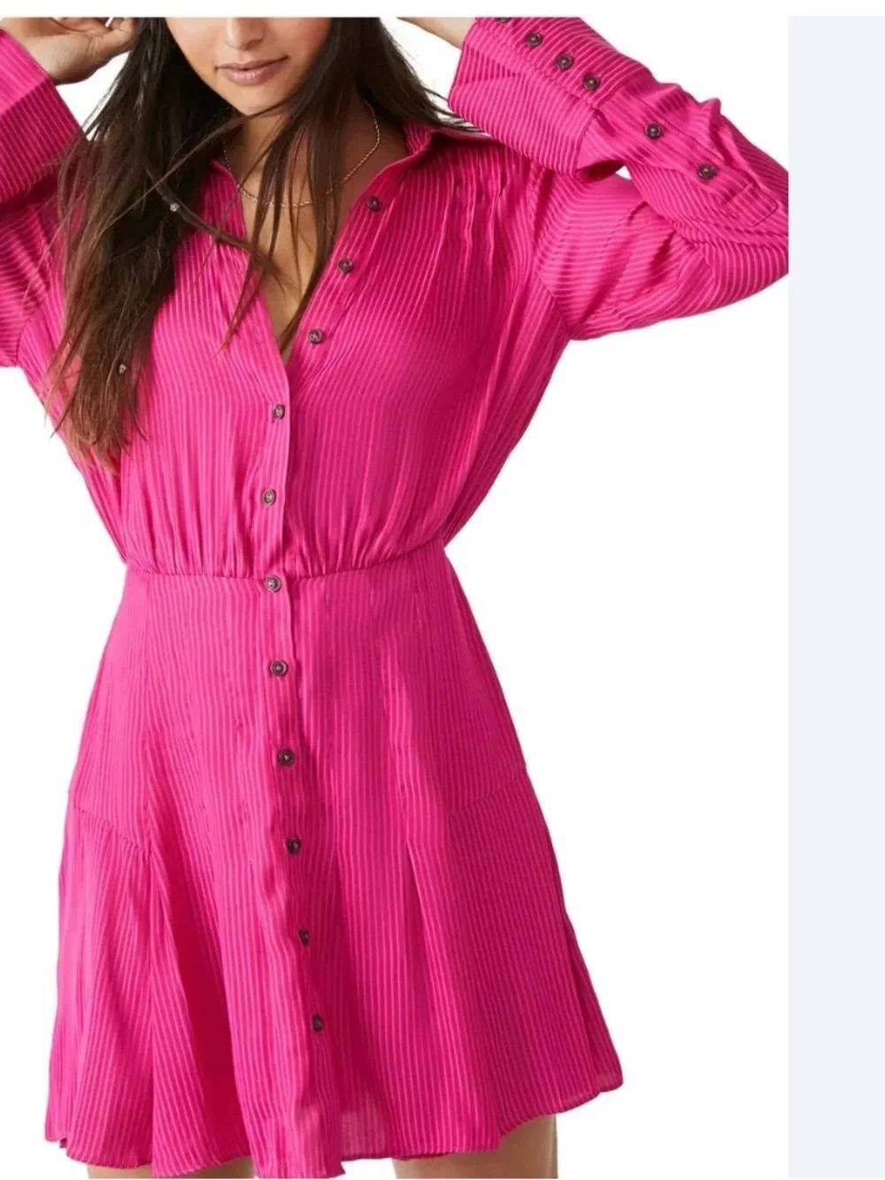 Free People Everly Pink Pinstriped Shirt
Dress